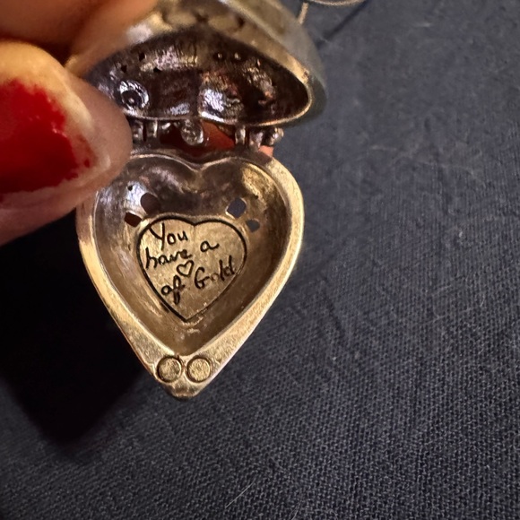 Brighton Silver Heart Locket Necklace with Crystal Center - Picture 2 of 4